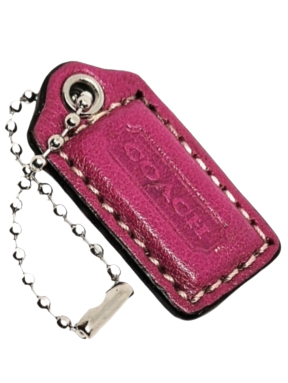 💗 1.5" Coach Y2K Fuchsia Pink Leather Hangtag Bag Fob Mini Purse Charm Keychain